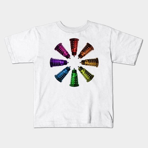 COLORFUL DALEKS Kids T-Shirt by nofixedaddress